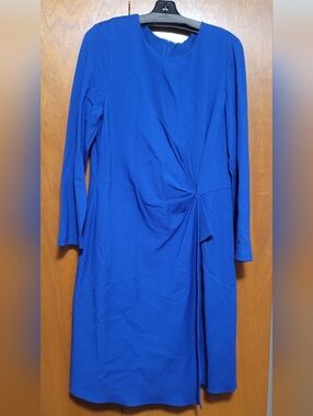 Kobi Halperin Cobalt Blue Long-Sleeve Twist-Front Dress Size XL
